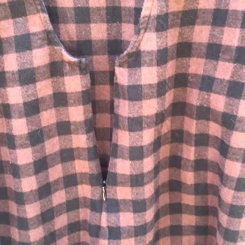 Crimson & Clover Brown Plaid Tunic Top Cutout Back