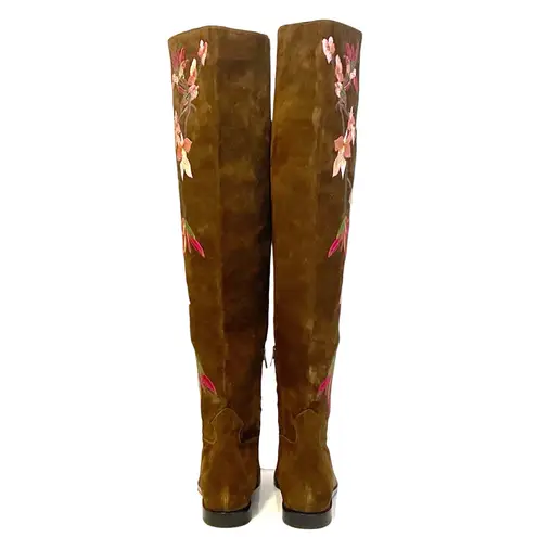 Ash Jess Russet Suede Over the Knee Boots Floral Embroidery Flat Riding EU 40