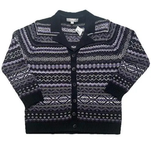 Carolyn Taylor 🆕 Vintage Jacquard collared cardigan