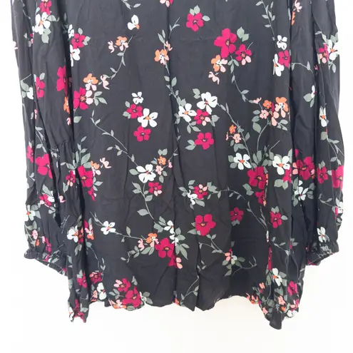Woman Within Womens Blouse Size 2X Black Floral Long Sleeve Boh Casual Fall