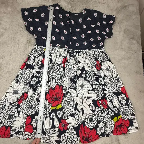 Blank London Floral Print Dress Trudie Tunic Casual Mini Dress Large Summer Sun Blue