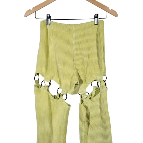 The Ragged Priest Yellow Corduroy Cut Out Flared Pants Size 6