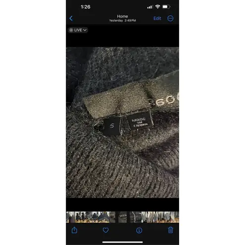 360 Cashmere Gray White Striped Turtleneck Poncho Size Small 100% Cashmere Women