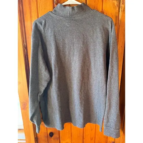 L.L.Bean Mock Neck Long Sleeve Top Heather Gray Comfy Casual L Size L