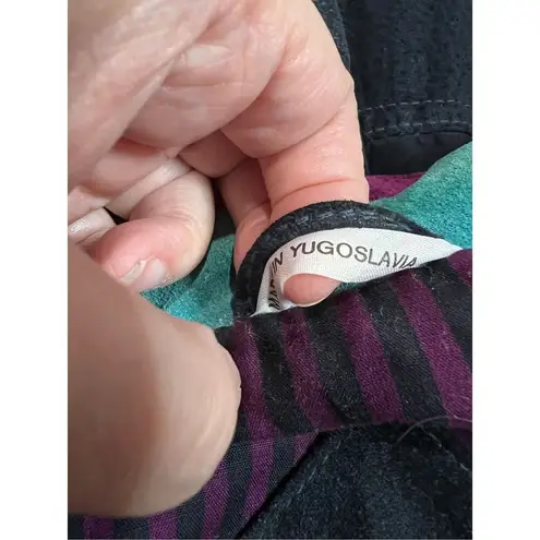 Avanti 80’s 90’s Vtg Leather Multi Color Block Jacket Sz L women’s Retro Streetw