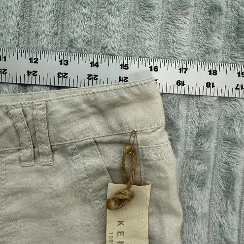 Kenar Shorts Womens 6 Beige 100% Linen Minimalist Preppy Casual Summer Pockets
