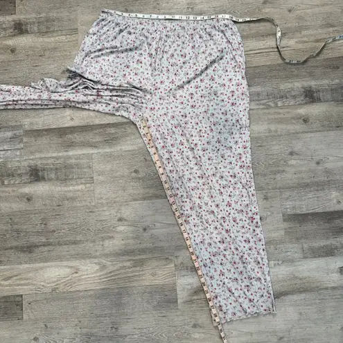 Laura Ashley Grey Floral Ribbed Pajama Set Short Sleeve Top, Pants P39