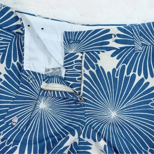 J. Crew Floral Linen Bend Scallop Hem Chino Shorts Blue White Size 0