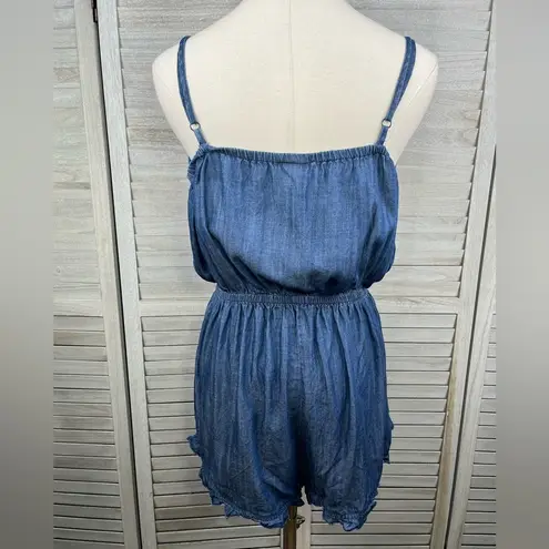 MOSSIMO Denim Shortie Romper Tie Front Blue