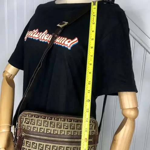 Fendi  Zucca Canvas Leather Olive Green Brown Crossbody Messenger Shoulder Bag