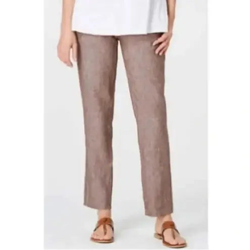 J. Jill Love Linen Brown Tan Marled Elastic Waist Linen Pants Size undefined