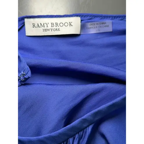 Ramy Brook Dany Blouson Mini Dress Sleeveless Ruffle Hem Cobalt Blue Party L