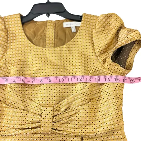 See By Chloe ' Gold Cap Sleeve Bow Detail y2k vtg 90s mini dress 4 S
