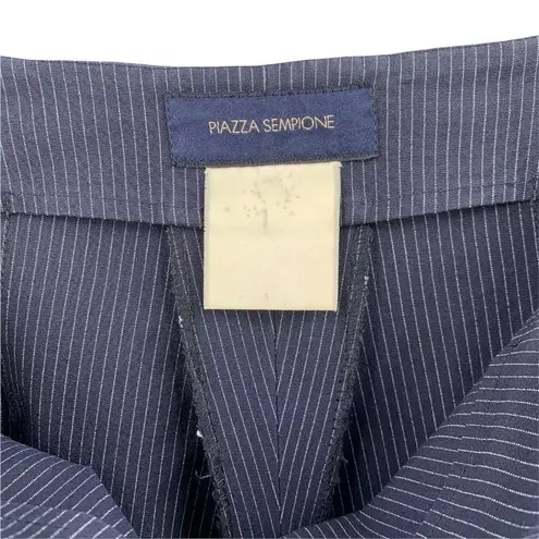 Piazza Sempione Navy and White Stripe Stretch Cotton Cropped Ankle Pants Size 44