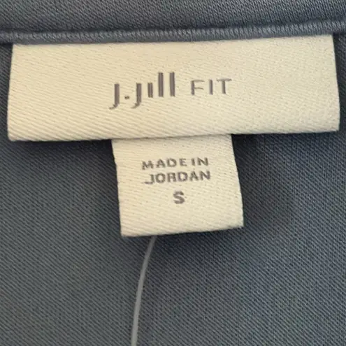 New J Jill Fit Sleek Double Knit Drawstring Cinched Waist Tunic Blue Size Small