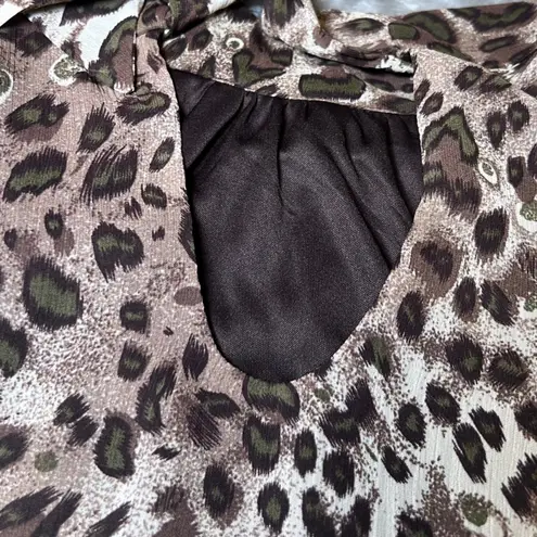 B Wear Leopard Ruffle Top Womens XL Sleeveless Halter Neck Chic Blouse New Brown
