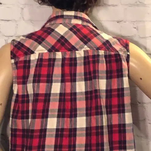 Hippie Laundry Sleeveless Plaid Button Dow…