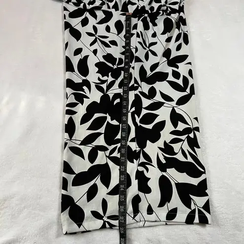Women's High Rise Leaf Print Wide Leg Pants Size 4XL Easter Party Lightweight White