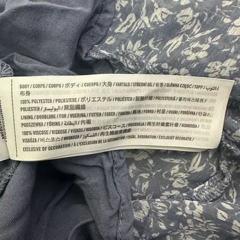 Abercrombie & Fitch  Wrap Mini Dress XS Blue Floral Chiffon Sheer 3/4 Sleeve Boho