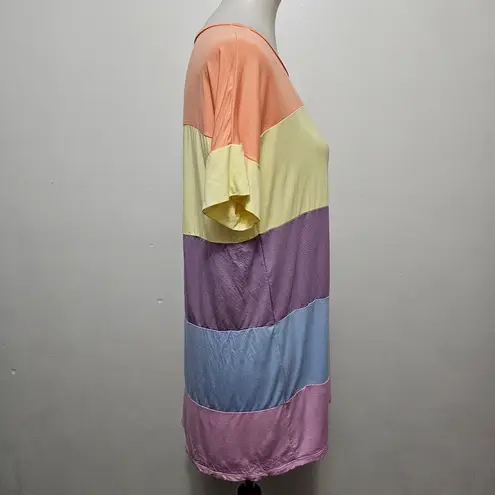 Vanilla Bay Pastel Colorblock Knit Short Sleeve Tunic Tee Size Small