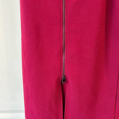 Bebe NWT  extreme zip front midi skirt in burgundy black ribbed