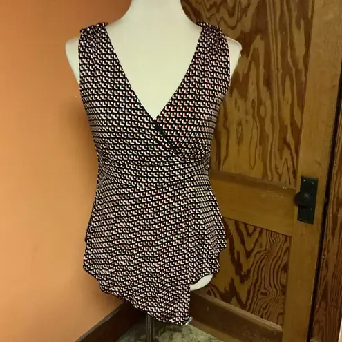 Vtg Y2K geometric plunging sexy tank top