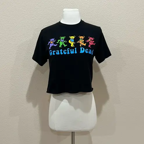 Grateful Dead  Dancing Bears Cropped Black T-Shirt Size Small