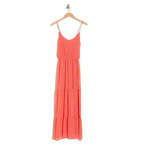 The Vanity Room NWT  X Nordstrom V Neck Strappy Tired Maxi Dress In Coral