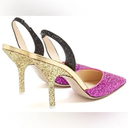 The Attico Diletta Tri Color Pink Gold Black Glitter Pumps Heels Shoes 37 NWOB Size 6