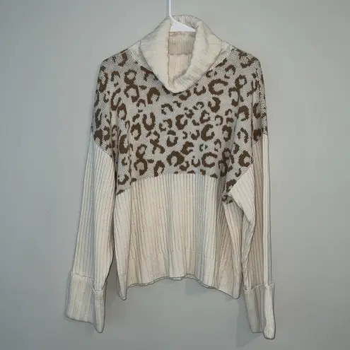 Nine West  Leopard Print Turtleneck Sweater