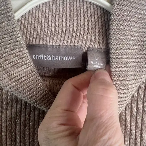 Croft & Barrow  Mock Neck Long Sleeve‎ Metallic Gold Turtleneck Sweater Size LG - Image 6