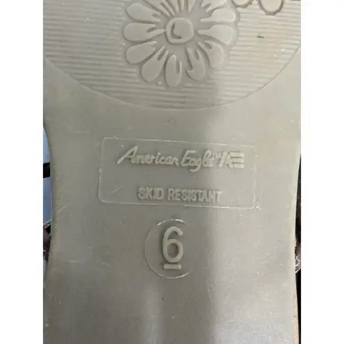 Womans American Eagle 6 Brown Strappy Zip Up Open Toe Flat Gladiator Sandals