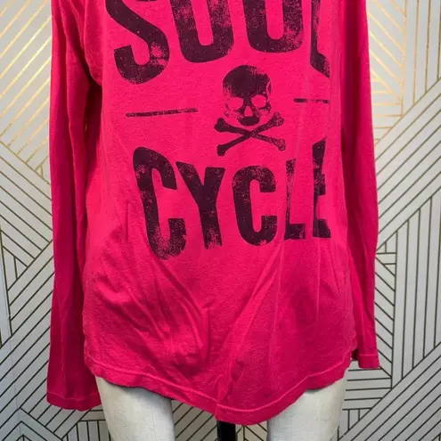 SoulCycle Skull Logo Hot Pink Long Sleeve T-Shirt