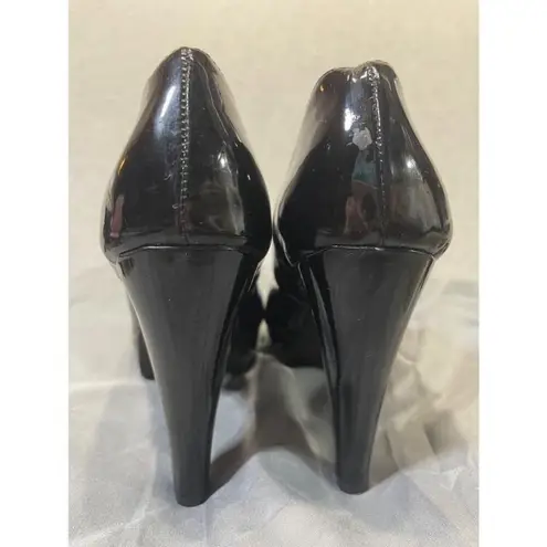 Women's Its Ok Black Patent Leather Platform Heels Size 6