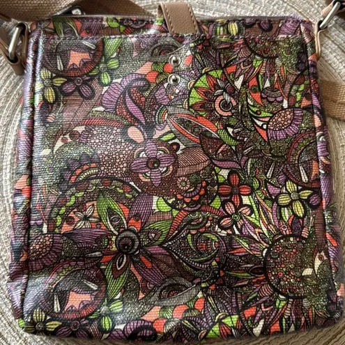 Sakroots Floral Crossbody‎ Bag Multi-Color Boho Adjustable Strap Zip Pocket