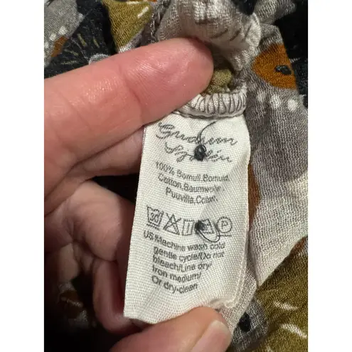 Gudrun Sjödén Earthy Floral Cotton Dress/Tunic Lagenlook Scandi Style (L) Size L