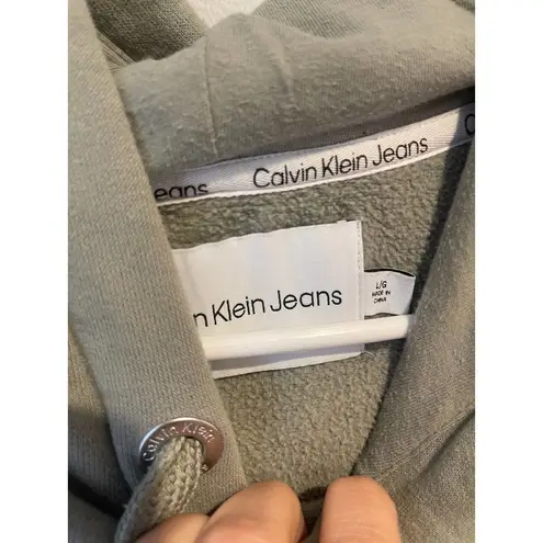 Calvin Klein Jeans  Olive Cropped Hoodie Sweatshirt Top