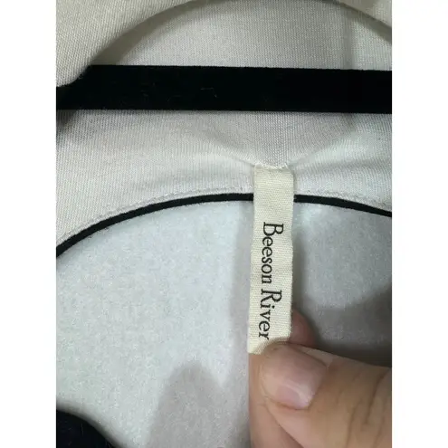 Beeson River White Black Striped Floral Print Sleeveless Maxi Dress Size Medium