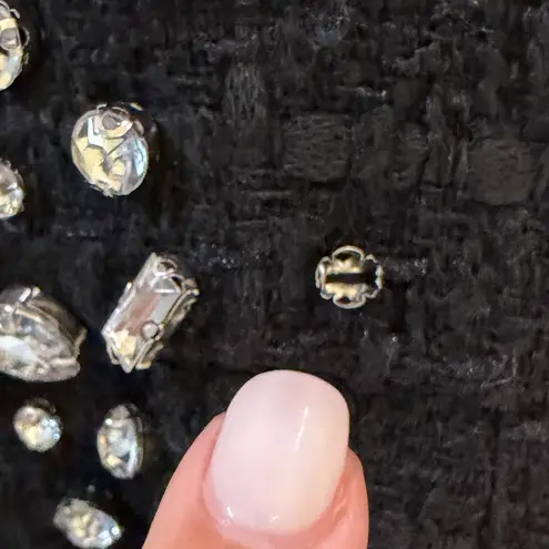 4Sienna Black Shailene Tweed Bejewelled Cutout Mini Dress size Small