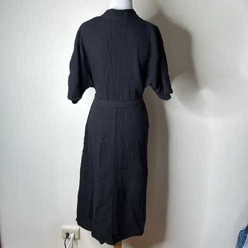 Velvet by Graham and Spencer Black Cotton Gauze Belted Dress