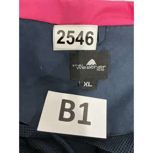 Womans The Weather Co XL Navy Pink Zip Up Removable Sleeve Jacket