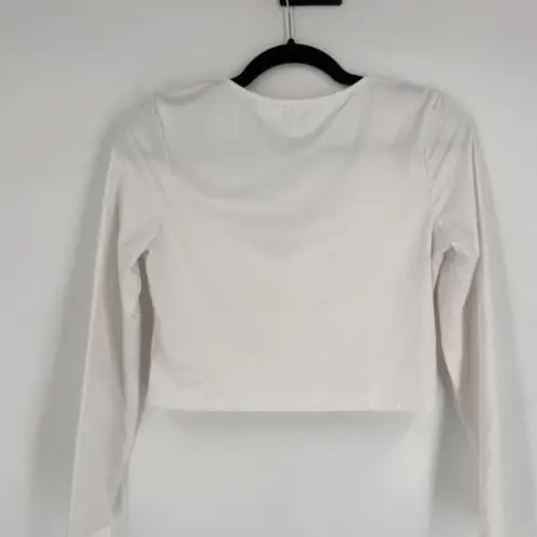 Bratz Long Sleeve Stretch Cropped V Neck Shirt Size Large White & Pink