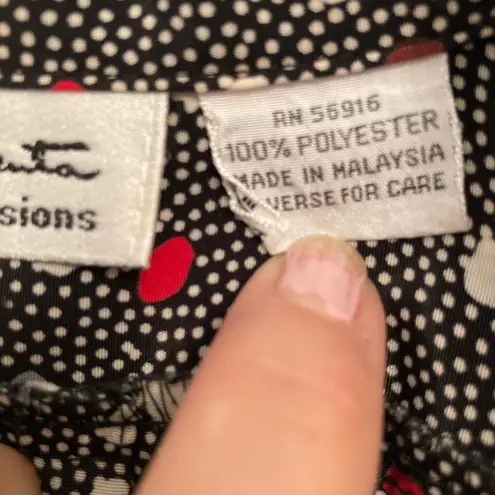 Oscar de la Renta Silk Button-Down Blouse | Black Polka Dot