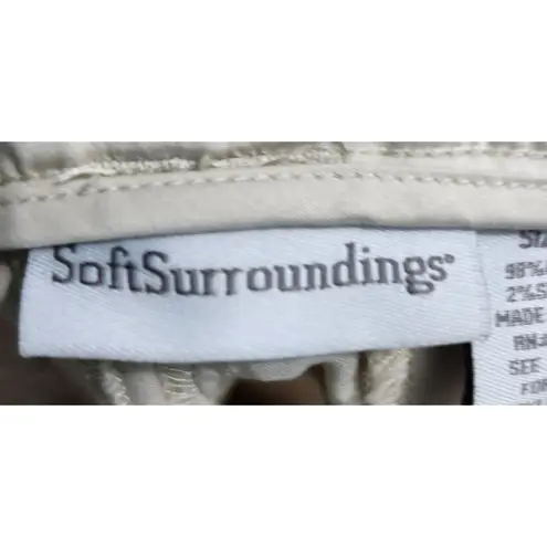 Soft Surroundings Khaki Cotton Stretch Ankle Pants with Button Detail Size M