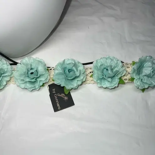 G by Gennaro Flower and Lace Boho Hair Band Blue