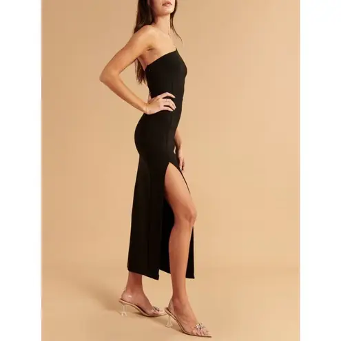 Abercrombie & Fitch  Asymmetrical One Shoulder Maxi Dress with Slit in Black