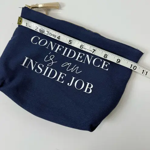 Navy Blue Canvas Makeup Pouch with Inspirational Quote