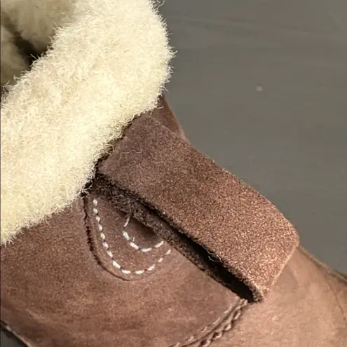 Merrell Sulis Boots Leather Ankle Waterproof Wool Collar Trim Coffee Women’s 9