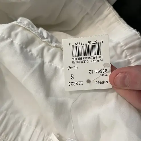 White Off Shoulder Ruffle Top Size S Adjustable Straps Tie Back Casual Blouse