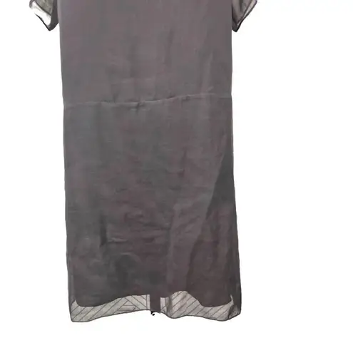 3.1 Phillip Lim Shift Dress Short Sleeve 3D Flower Neckline Brown Size US 10